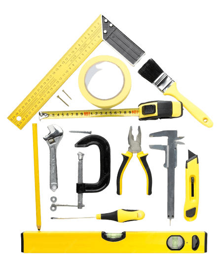 image of tools formed in the shape of a house showing how maintenance requests work on rentyme